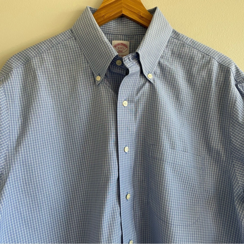 Brooks Brothers 346 Men's Long Sleeve Button Down Blue/White 16-4/5 - Picture 7 of 9